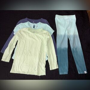The Honest Company Girls Top Set in Navy, Light Blue, Mint Green + Pants 4T/5T